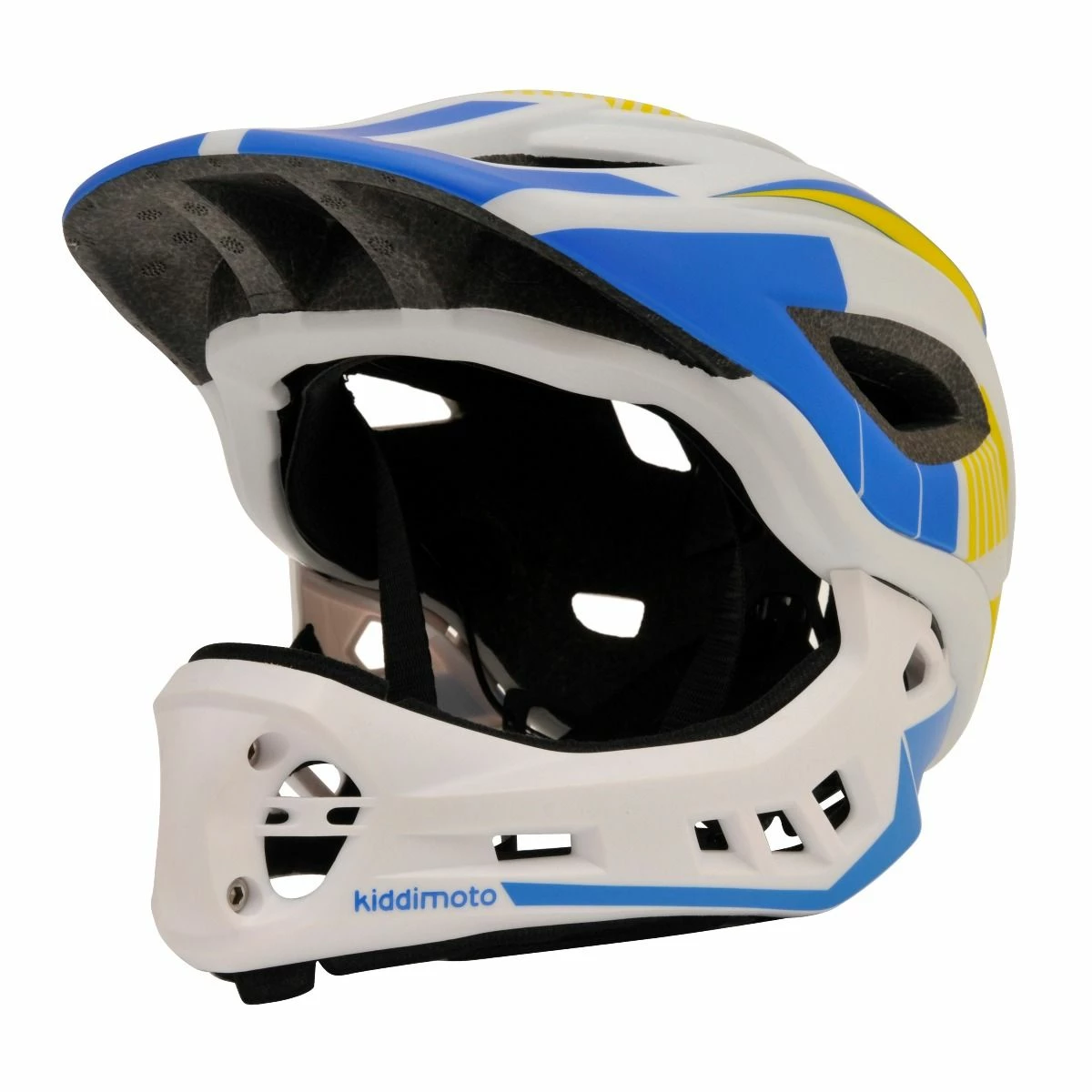 Kiddimoto Ikon Full Face Kids Helmet - White/Blue