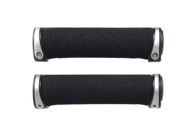 Paire De Grips CRANKBROTHERS Lock On Cobalt Argent Mousse 130mm - Image 2